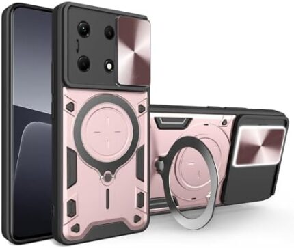 Flip Wallet Case Compatible with Infinix Note 30 4G 5G Case with Sliding Camera Cover, [Military Drop Protection], Case with Ring, Hard PC, Anti-Drop, Shockproof Rugged Shockproof Protective Case Cove