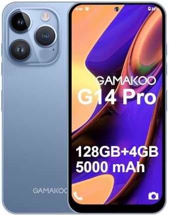 GAMAKOO G14 Pro Android Cell Phone 6.7” Dual SIM 128GB+4GB 5000mAh Battery Octa Core 16MP+8MP Camera US Version 4G Unlocked Smartphone (Blue)