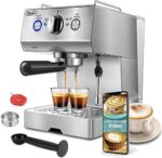 Gevi Espresso Machines 15 Bar with Adjustable Milk Frother Wand Expresso Coffee Machine for Cappuccino, Latte, Mocha, Machiato, 1.5L Removable Water Tank, Double Temperature Control System, 1100W