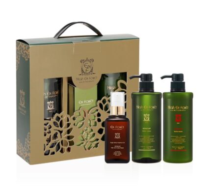 HIGH EN FORÊT Special 3-Piece Gift Set, HIGH EN FORÊT's Complete Hair Care Gift Set: Premium Shampoo, Moisture Mascara & Argan Deep Treatment Oil Combined, Professional Korean Head Spa & Salon Grade Hair Care System
