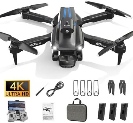 HYTOBP M° 4K Drone with Camera, Triple Cameras, 360° Obstacle Avoidance Drone, 45 Mins Flight, 3 Batteries, 90° Adjustable Lens, Auto Return, 360° Flip, One Key Take Off/Land, Drone for Kids and Beginners