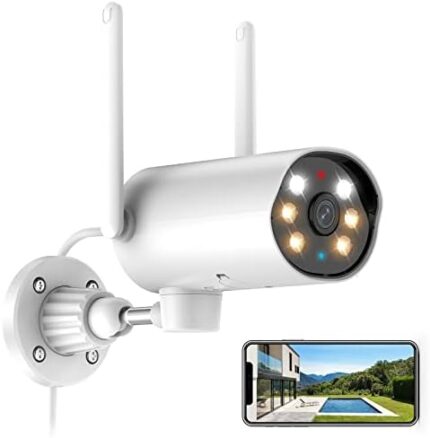 Hawkray WiFi Outdoor Security Camera Power Wired 3MP 2K Resolution，Pan Rotating 180° ，AI Function (Human Recognition & Tracking) 5X Digital Zoom. Two Way Audio White/IR Dual Light Support