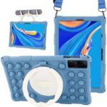 HminSen Case for Xiaomi Redmi Pad SE 11 inch 2023 Tablet, Kids Friendly Soft Silicone Adjustable Stand Cover for Redmi Pad SE 11 inches 2023 with Handle Kickstand, Shoulder Strap & Stylus Pen (Blue)