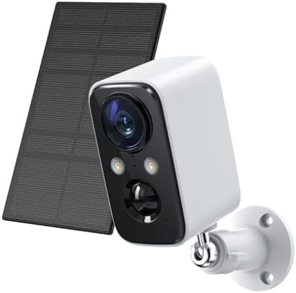 IHOXTX Security Cameras Wireless Outdoor, Flood Light Solar Cameras for Home Security, Home Camera with Color Night Vision, PIR Detection, 2-Way Talk, IP66 Waterproof, SD Card/Cloud Storage(White)
