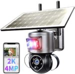 IMGCAP 𝟰𝙈𝙋 Solar Security Cameras Wireless Outdoor, 12000mAh Battery Power 2K Home Camera with Solar Panel, 𝙍𝙚𝙙-𝘽𝙡𝙪𝙚 𝙇𝙞𝙜𝙝𝙩 𝘼𝙡𝙖𝙧𝙢, 2.4GHZ WiFi, PIR, Flood Light w/Siren, Color Night