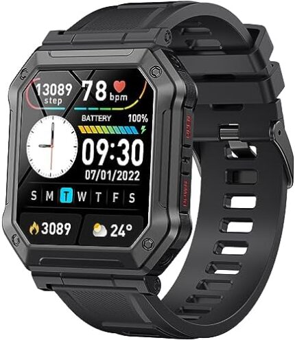 INEYES Military Smart Watch for Men (Make/Answer Call), HD Outdoor Rugged Tactical Smartwatch, Sport Fitness Tracker with Heart Rate Blood Pressure Sleep Monitor for iPhone Android Phones