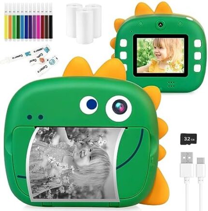 Instant Print Camera for Kids, Digital WiFi Print Camera with Zero Ink, Color Pen Set and 32GB Memory Card, Christmas Birthday Gifts for Girls Boys Age 3-12, HD Vedio Camera for Kids