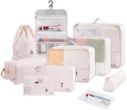 JOYASK 10 Set Packing Cubes For Suitcases Clothes & Toiletries Pack Luggage Clothes Storage Organizer Traveling Toiletries Organizer Luggage Packing Organizers for Travel Accessories (Pink)