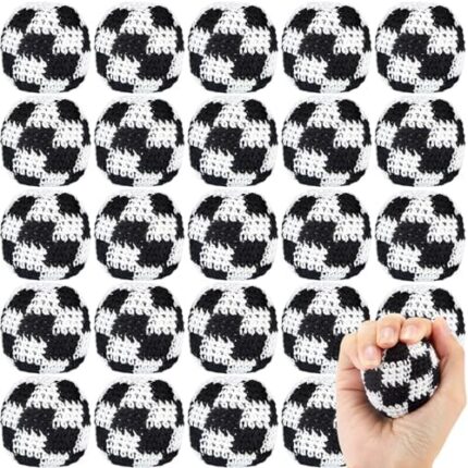 Jenaai Football Juggling Sacks Soccer Footbag Bulk Sports Ball Sack Sand Ball Toys Filled Crocheted Footbag for Kids Adults Outdoor Indoor School Game Accessories, 2.2 Inch