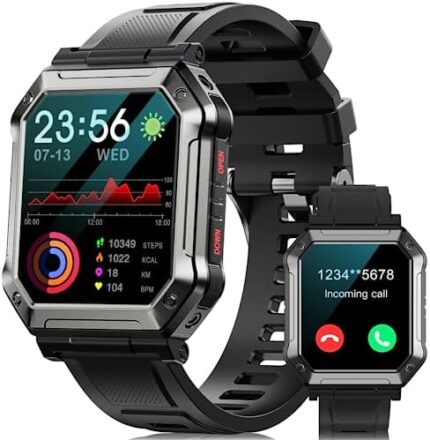 Jireausty Military Smart Watches for Men - 1.91" Smart Watch with Bluetooth Call IP68 Waterproof Smart Watches with Heart Rate Sleep Monitor for Android and iPhone