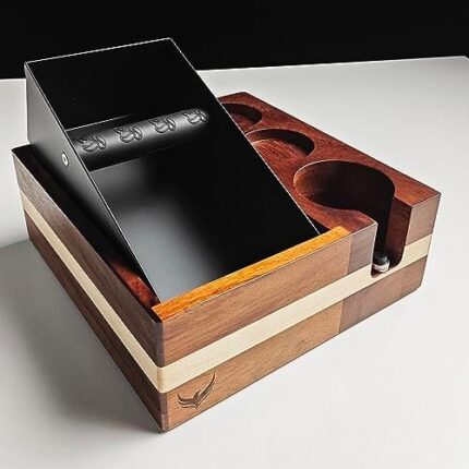 KNODOS Espresso Knock Box With 54mm Tamping Station For 54mm Breville Espresso Portafilter/Adjustable Portafilter Height, Detachable Espresso Dump Bin Coffee Organizer
