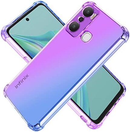 KOARWVC Case for Infinix Hot 20 Play Case, X6825 Case, Crystal Clear Case Gradient Slim Anti Scratch TPU Shockproof Protective Phone Cases Cover for Infinix Hot 20 Play (Purple/Blue)