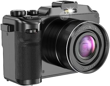 KOMERY Digital Camera,4K 48MP,Flash Mic Speakers 18X Zoom AF MF Anti-Shake Dual Camera Filters WiFi,Travel Portable Vlog YouTube Cameras for Photography with 2 Batteries 32GB TF Card 2 Charger Lanyard