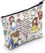 LEVLO Beauty Story Cosmetic Make up Bag Movie Inspired Gifts You Are Braver Stronger Smarter Than You Think Makeup Zipper Pouch Bag (Always Beauty Beast)