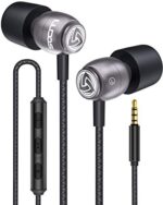 LUDOS Clamor Wired Earbuds in-Ear Headphones, 5 Years Warranty, Earphones with Microphone, Noise Isolating Ear Buds, Memory Foam for iPhone, Samsung, School Students, Kids, Women, Small Ears - Grey
