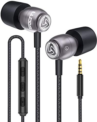 LUDOS Clamor Wired Earbuds in-Ear Headphones, 5 Years Warranty, Earphones with Microphone, Noise Isolating Ear Buds, Memory Foam for iPhone, Samsung, School Students, Kids, Women, Small Ears - Grey