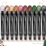 LUXAZA 10PCS Eyeshadow Stick,Pro Longwear Cream Eye Shadow Brightener Pencil Crayon Makeup Sticks-Christmas Golden Night