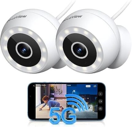 LaView 5G& 2.4GHz Security Cameras Outdoor Indoor,4MP 2K Wired Cameras for Home Security with Starlight Color Night Vision,IP65, Spotlight,2-Way Audio,AI Human Detection,Works with Alexa (2 Pack)