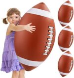 Lewtemi 4 Pcs Giant Inflatable Football for Kids 27 Inch Large Inflatable Sports Balls Jumbo Beach Balls Football Party Game Day Favors for Football Themed Party Decorations Outdoor Sports Photo Props