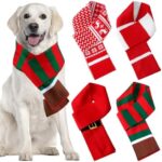 Liitrsh 4 Pcs Christmas Pet Scarf for Large Dogs Knit Pet Scarf New Year Christmas Dog Costumes Dog Pet Winter Holiday Scarf Warm Knitted Pet Holiday Scarf Pet Scarves for Medium Large Dogs