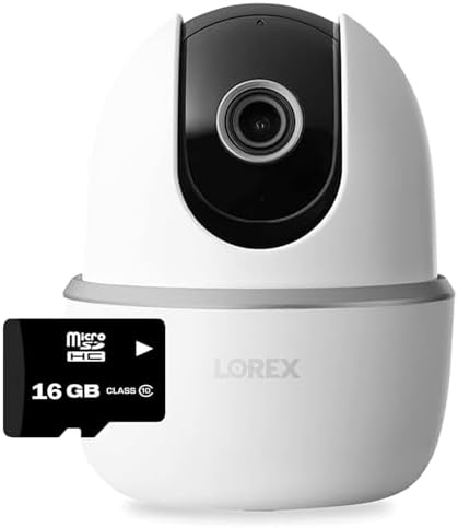 Lorex Smart Indoor Pan/Tilt Wi-Fi Security Camera with Person Detection, Two-Way Audio, and Smart Home Voice Control (2K)