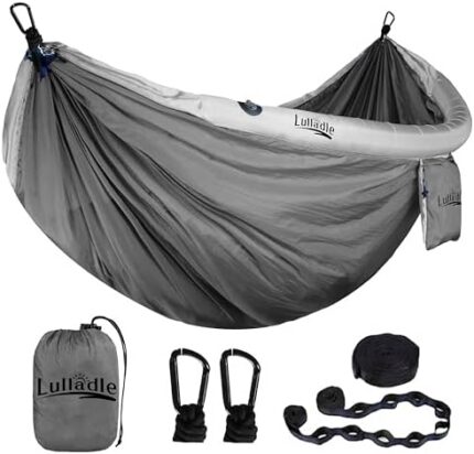 Lulladle Camping Hammock Double Portable Hammocks, with Anti-Rollover Inflatable Armrest, Max 500lbs, Perfect for Outdoor/Indoor