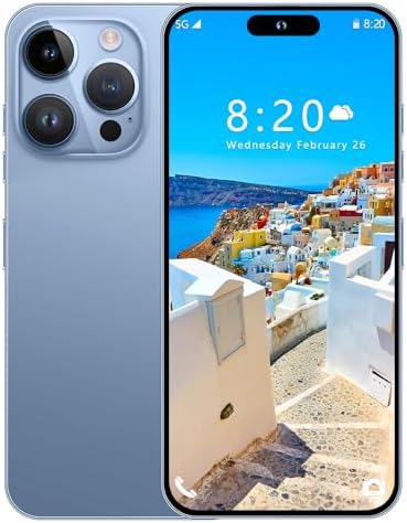 MMY P14 Pro Max 5G Unlocked Smartphone - 6GB+256GB Fully Unlocked Cell Phone for Android 13, 6.8" Unlocked Cell Phone, 6800mAh, Dual SIM/Fingerprint Lock/Face ID/GPS/48MP+108MP Dual Camera (Blue)