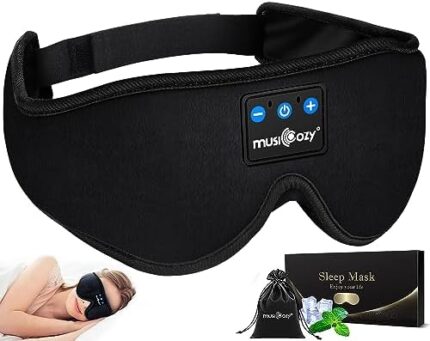MUSICOZY Sleep Headphones Bluetooth 5.2 Headband Sleeping Headphones Sleep Eye Mask, Wireless Music Earbuds Earphones for Side Sleepers Men Women Air Travel Cool Tech Gadgets Unique Gifts
