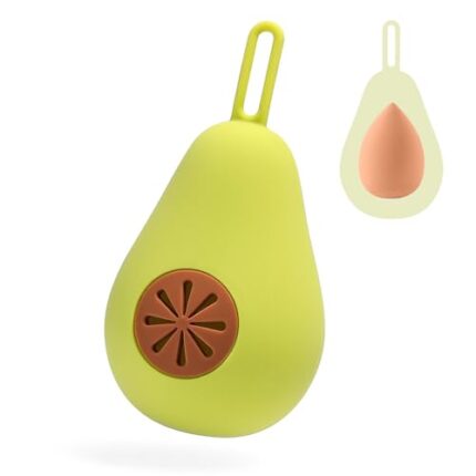 Makeup Sponge Holder, Avocado-Shape Silicone Beauty Make Up Blender Case with Hanging Rope for Travel, Avocado