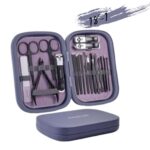 Manicure Set, 18-1 Stainless Steel Professional Nail Grooming Kits for Nail Care for Men And Women with Magnetic Travel Case - Premium Manicure Tools (Purple)