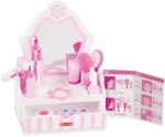 Melissa & Doug Wooden Beauty Salon Play Set With Accessories (18 pcs) - Pretend Hair Salon, Toddler Makeup Vanity, Fashion Role For Kids Ages 3+