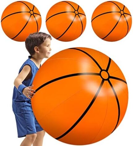 Meooeck 27 Inch Inflatable Balls Large Inflatable Basketball Giant Beach Balls Sports Balls for Pool Summer Outdoor Activity Games Birthday Party Decorations