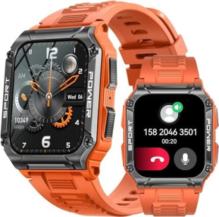 Military Smart Watch for Men with Compass (Make/Answer Call), 1.95'' HD Outdoor Rugged Tactical Smartwatch, Sport Fitness Tracker with Heart Rate Blood Pressure Sleep Monitor for iPhone Android Phones