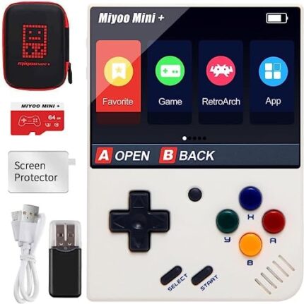 Miyoo Mini Plus Handheld Game Console, 3.5 Inch Open Source Retro Video Game Console with 64G TF Card, Built in 10000+ Classic Games, Support WiFi