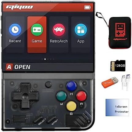 Miyoo Mini Plus Handheld Game Console 3.5 inch Classic System Retro Video Games Consoles Portable Rechargeable Hand Held 128G with Case Black