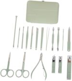 NOLITOY 18pcs Green Manicure Set Fingernail Manicure Grooming Kit Pedicure File Nail Care Tools Nail Grooming Tools Manicure Pedicure Cutter Stainless Steel Major Travel Toenail Clippers