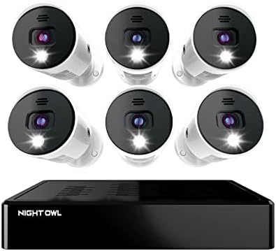 Night Owl 8 Channel Bluetooth Video Home Security Camera System with (6) Wired 4K UHD Indoor/Outdoor Spotlight Cameras with Audio and 2TB Hard Drive (Expandable up to 8 Cameras)