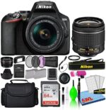 Nikon D3500 24.2MP DSLR Digital Camera with AF-P DX 18-55mm Lens (1590) Deluxe Bundle with 64GB SD Card + Large Camera Bag + Filter Kit + Spare Battery + Telephoto Lens (Renewed)