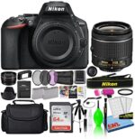 Nikon D5600 24.2MP DSLR Digital Camera with AF-P DX 18-55mm Lens (1576) Deluxe Bundle with 64GB SD Card + Large Camera Bag + Filter Kit + Editing Software + Spare Battery (Renewed)