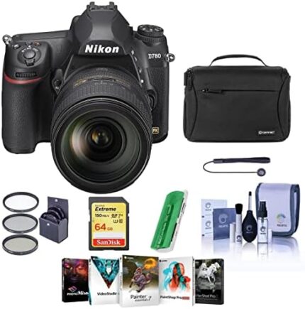 Nikon D780 FX-Format DSLR Camera with AF-S NIKKOR 24-120mm f/4G ED VR Lens - Bundle with 64GB SDXC Card, Camera Bag, 77mm Filter Kit, Cleaning Kit, Capleash II, Card Reader, Pc Software Package