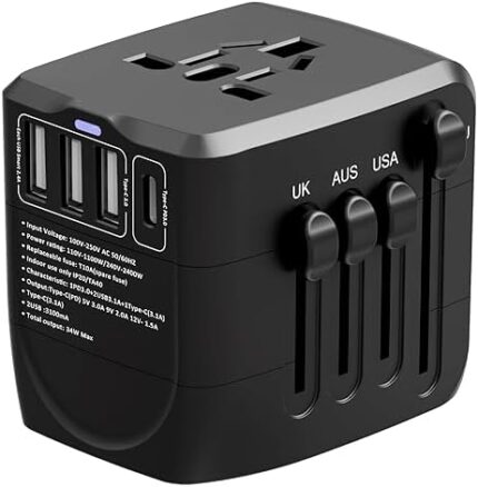Note: This is not a Converter！This is a Power Adapter, with 3 USB Ports and 1 Type-C Port Travel Worldwide Essentials Wall Charger for US to Europe Germany France Spain Ireland Australia