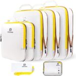 PFEYRPK Lightweight Compression Packing Cubes for Suitcases, Compressible Expandable Travel Packing Organizer with Clear Toiletries and Backpack Bag, Travel Essentials for Carry on Luggage 7 Set