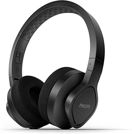 PHILIPS A4216 Wireless Sports Headphones, up to 35 Hours Play time, Washable Cooling Ear-Cup Cushions, IP55 Water/dust Protection, Bluetooth + 3.5 mm Audio Port, Built-in Microphone TAA4216BK
