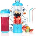 Portable Blender, VKYOZVA Personal Blender for Shakes and Smoothies, 240W Smoothie Blender with 6 Stainless-Steel Sharper Blades,USB Rechargeable Blender Cup Travel Lid with 2 Straws And Brush