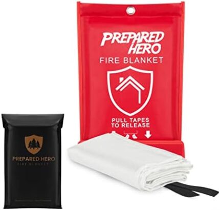 Prepared Hero Emergency Fire Blanket - 1 Pack - Fire Suppression Blanket for Kitchen, 40” x 40” Fire Blanket for Home, Fiberglass Fire Blanket