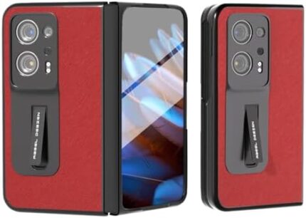 Protective Phone Case Genuine Leather Case Compatible with Oppo Find N2 Phone Case with Built-in Screen Protector Kickstand, Fashion Leather Case Protective Phone Case Compatible with Oppo Find N2 (C