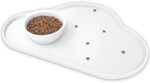 Ptlom Pet Placemat for Dogs and Cats, Non-Slip Waterproof Dog Feeding Mats Prevent Food and Water Overflow, Puppy Bowl Mat Suitable for Small, Medium and Large Pets, Silicone, White