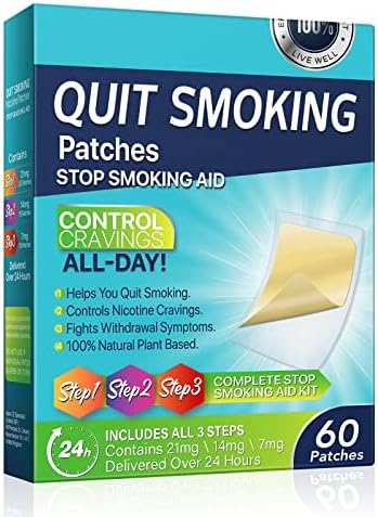 Quit Smoking Patches (60 Patches), All Step 1 2 3, 21mg 14mg & 7mg Quit Smoke Patches, Easy to Use, Effective to Help Stop Smoking, Control Smoking Cravings All Day