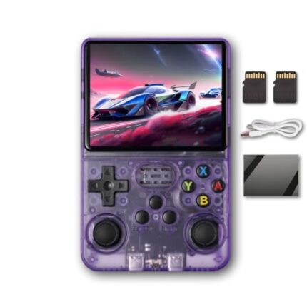 R36S Handheld Game Console 3.5 inch Preinstalled Emulator System Transparent Purple