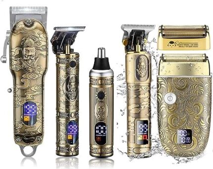 RESUXI Hair Clippers for Men Beard Trimmer Nose Hair Trimmer Electric Shaversf for Men 5pcs Set,Cordless Professional Barber Clippers for Hair Cutting Grooming Kit USB Rechargeable LED Display